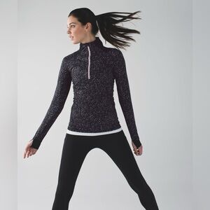 Lululemon Go The Distance 1/2 Zip Butterfly‎ Texture Mink Berry Black Size 10